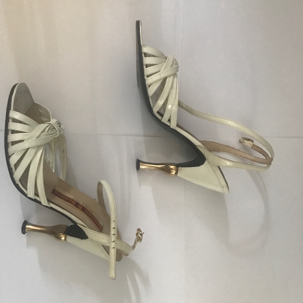 Gasuggio & Scalera Cream/gold leather heels EU36